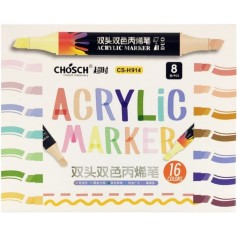 Marcador Acrilico Chosch Doble color CS-H914 8pz