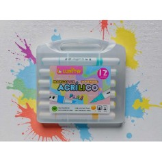 Marcador Acrilico Pastel Lunita Doble punta 12 colores