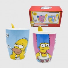 Los Simpson - Set tazas con cucharas Homero & Marge
