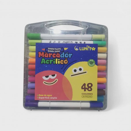 Marcador Acrilico Lunita Doble punta 48 colores L253-49