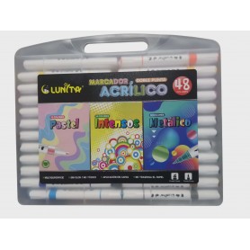 Marcador Acrilico Lunita Doble punta 48 colores L262-48