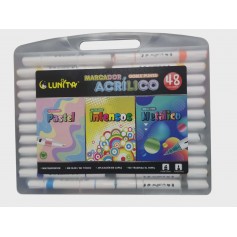 Marcador Acrilico Lunita Doble punta 48 colores L262-48