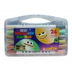 Marcador Acrilico Metalico Lunita Doble punta 12pz 24 colores L258-24